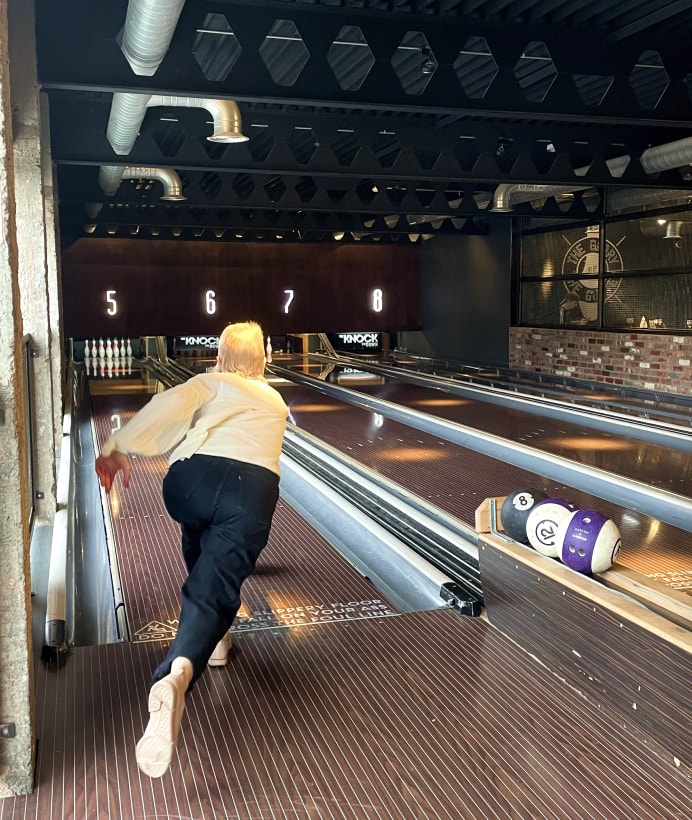 Kirsty bowling